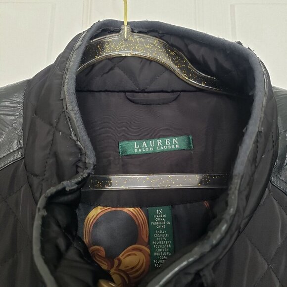 Lauren Ralph Lauren Quilted Field Jacket Equestrian Western Black Womens Size 1X - Picture 4 of 16